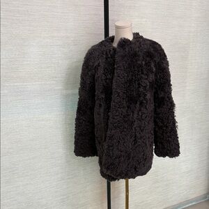 Chic Slate Blue Fur Coat